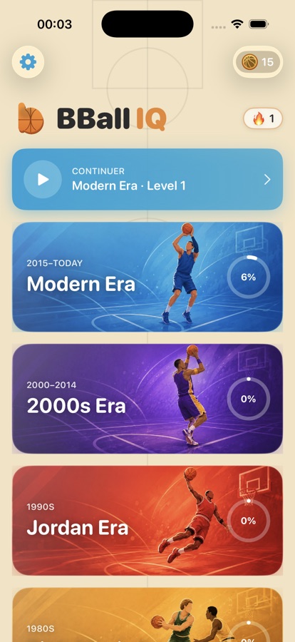 BBall IQ era selection screen